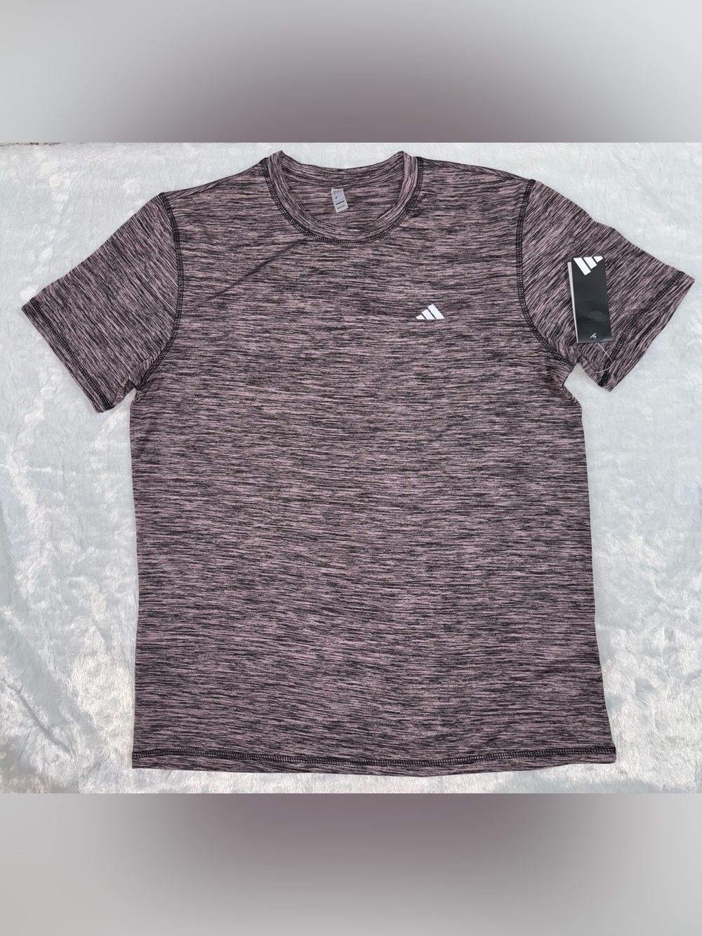 adidas NWT Heathered Black and Rosy Pink Short Sleeve Athletic Tee